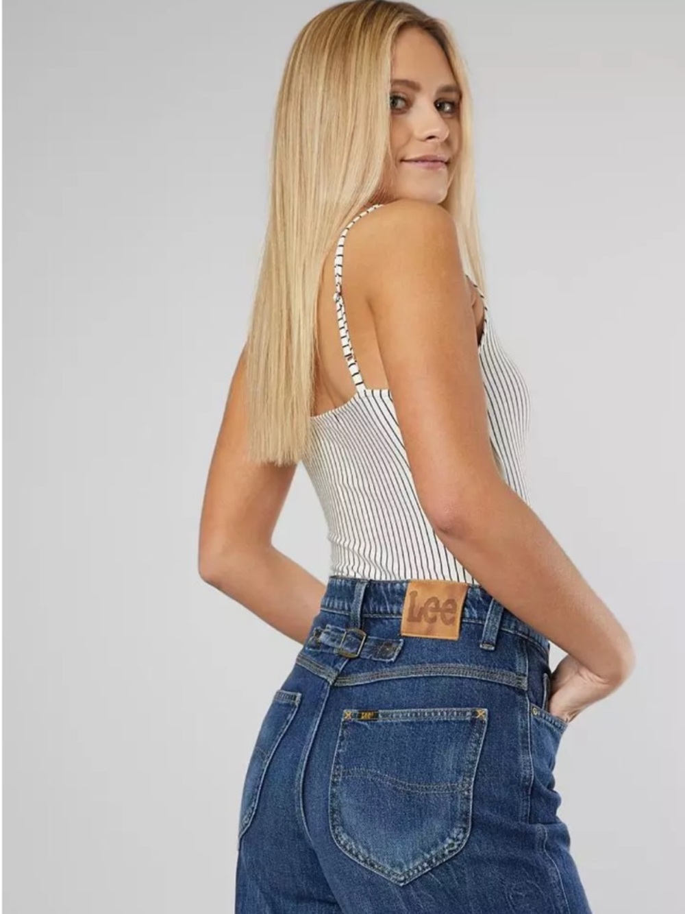 Lee Dark Blue High-Rise Straight Jeans